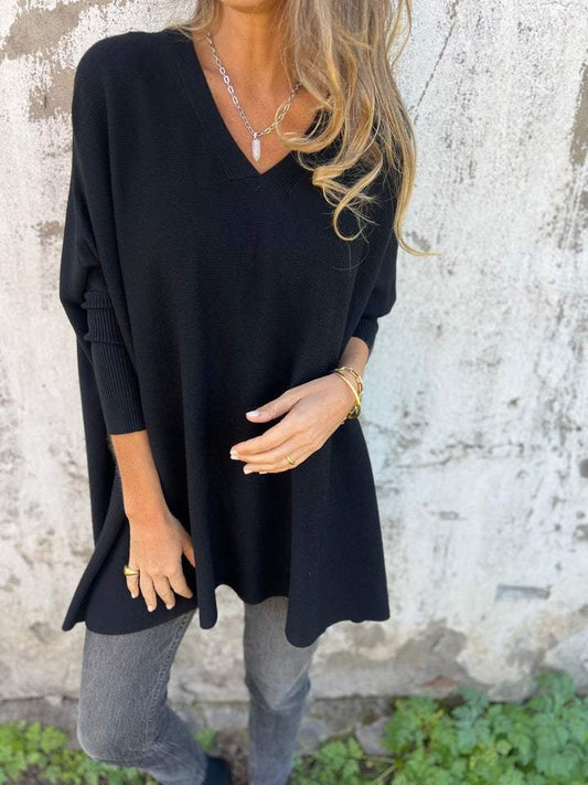 Simona | Pullover Donna Maglia a Maniche Lunghe Scollo a V Oversize
