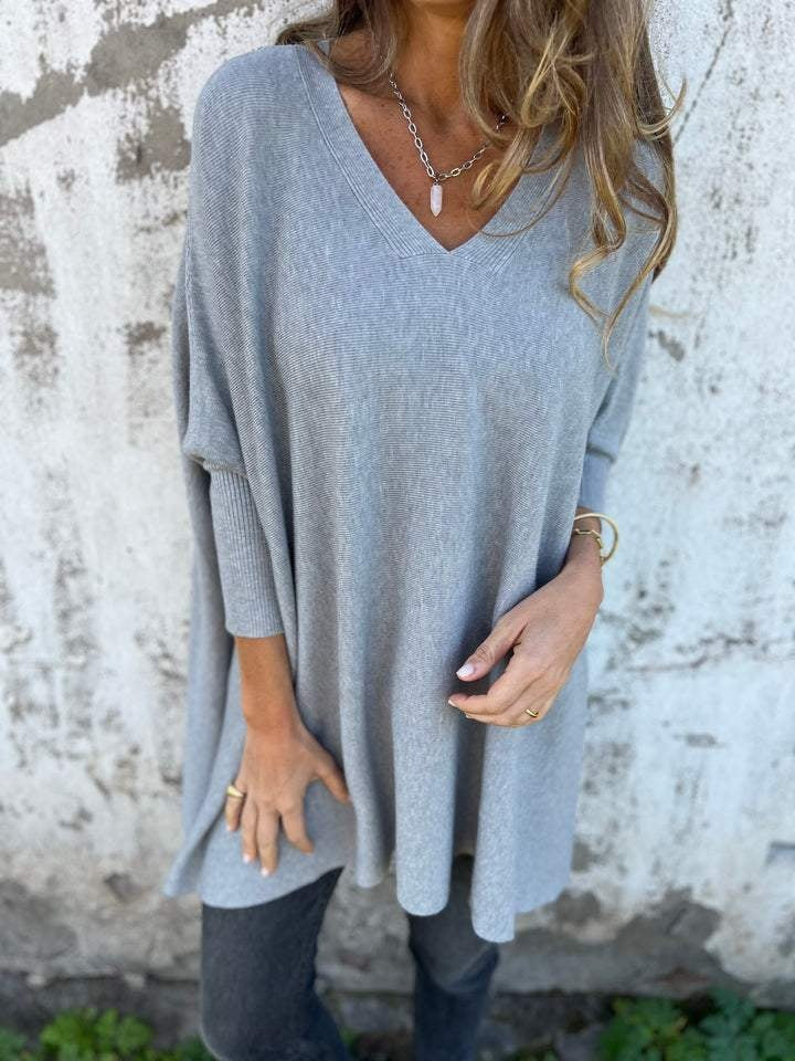 Simona | Pullover Donna Maglia a Maniche Lunghe Scollo a V Oversize