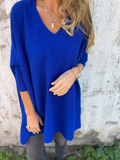 Simona | Pullover Donna Maglia a Maniche Lunghe Scollo a V Oversize