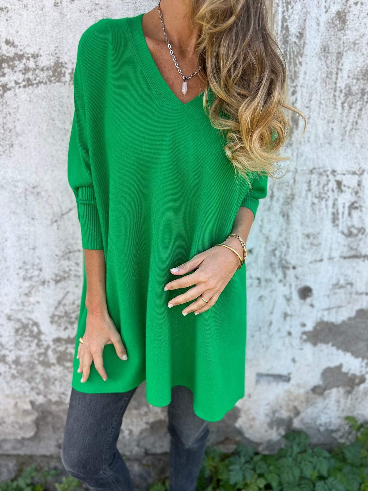 Simona | Pullover Donna Maglia a Maniche Lunghe Scollo a V Oversize