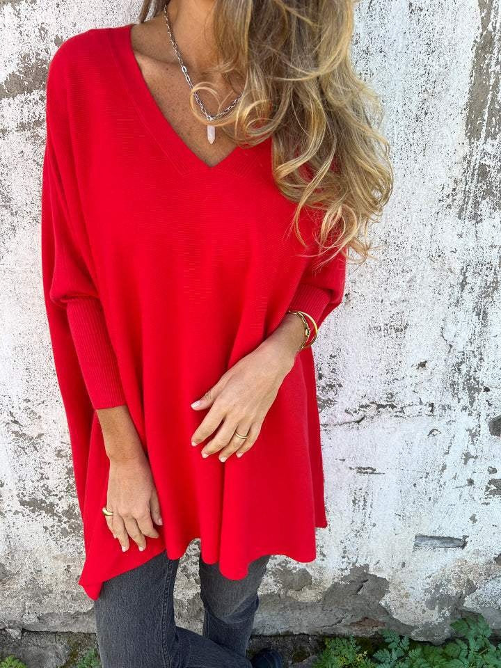 Simona | Pullover Donna Maglia a Maniche Lunghe Scollo a V Oversize