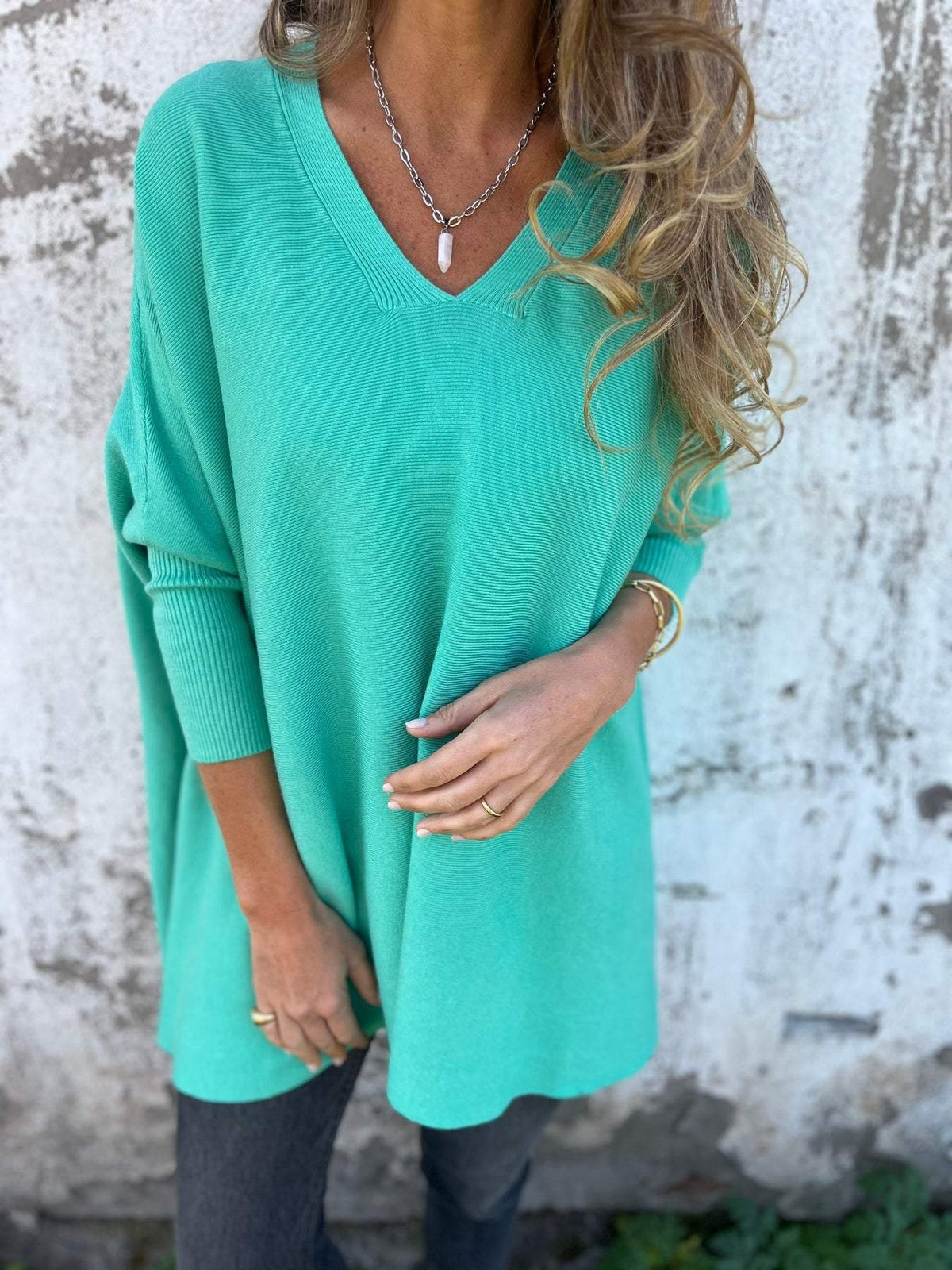 Simona | Pullover Donna Maglia a Maniche Lunghe Scollo a V Oversize