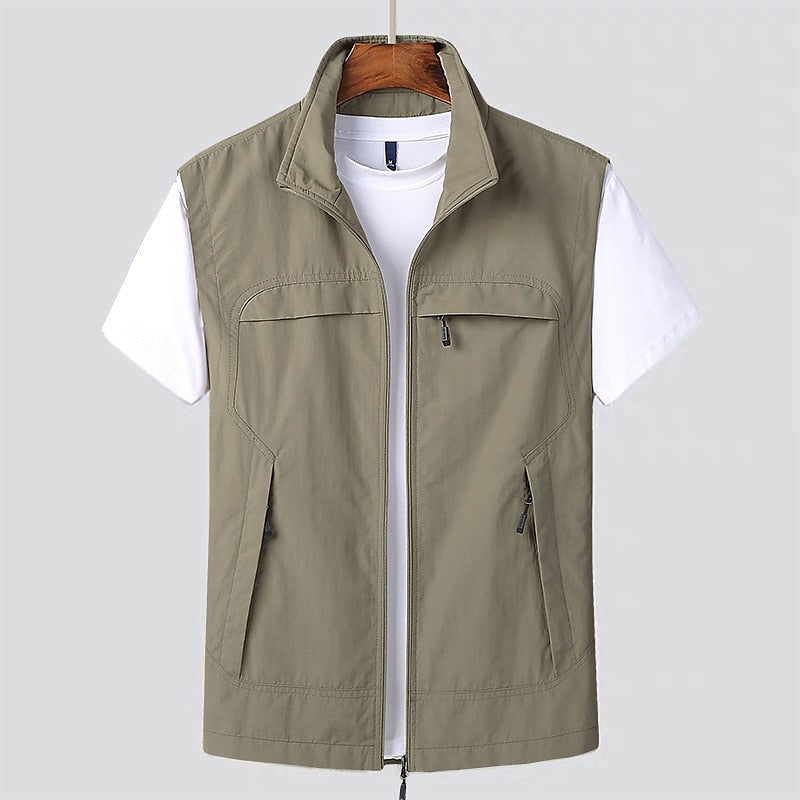 Simone | Gilet Uomo Multitasche con Zip Colletto Alto