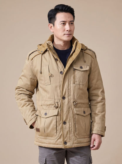 Simone | Parka Uomo Invernale con Cappuccio Rimovibile Imbottita Tasche Cargo