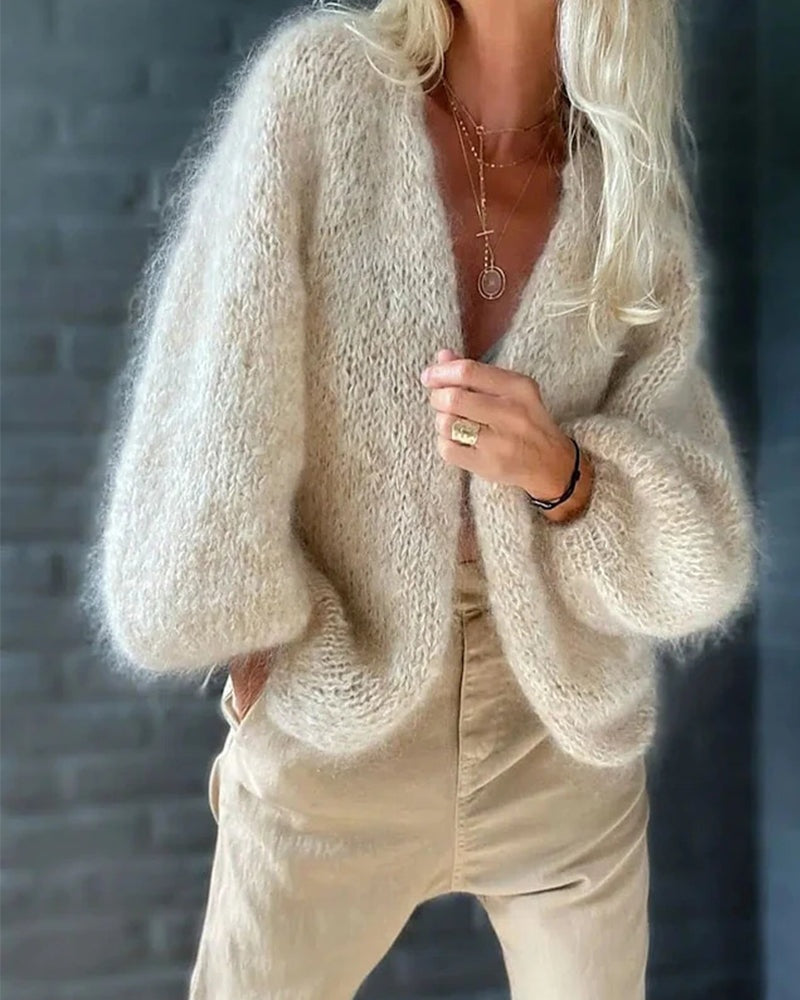 Sofia | Cardigan Donna in Maglia Mohair Oversize Maniche Ampie