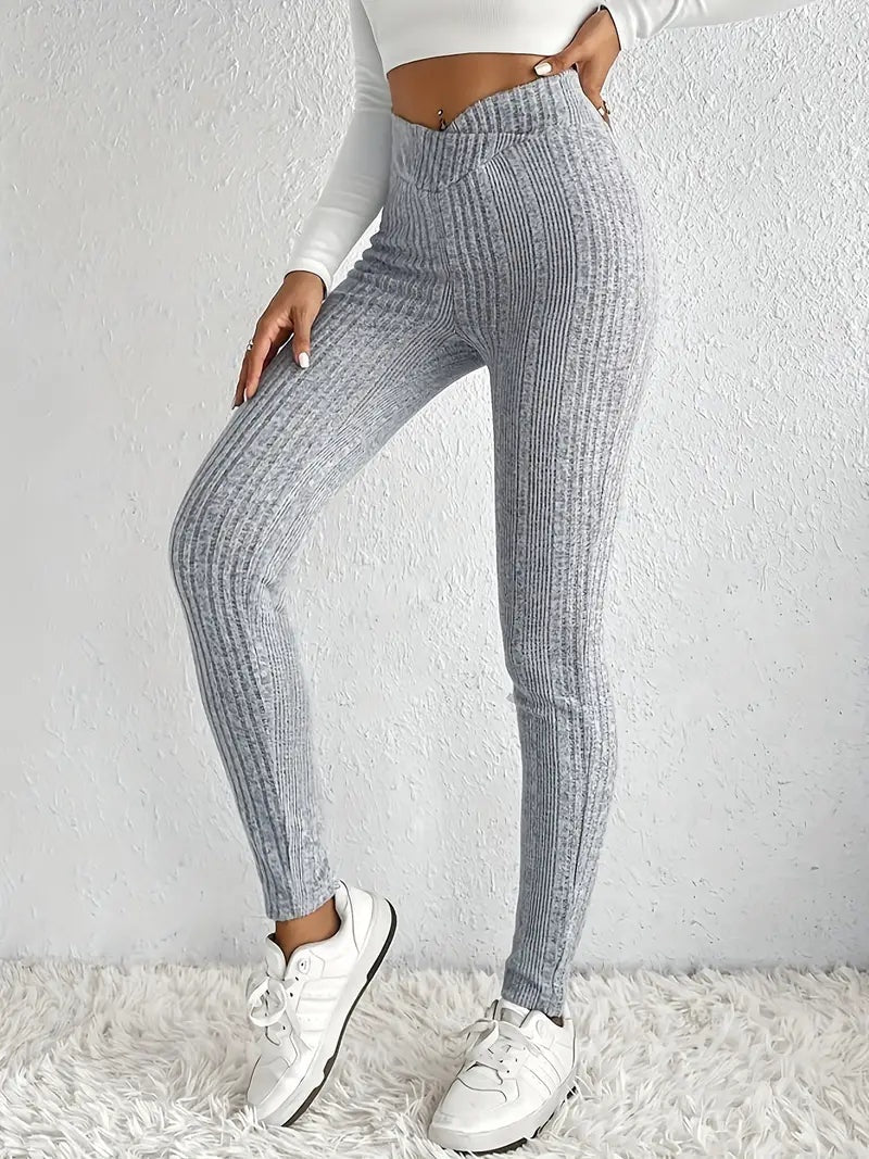Sofia | Leggings a Coste Vita Alta Donna Skinny