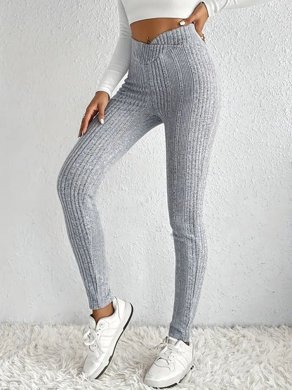 Sofia | Leggings a Coste Vita Alta Donna Skinny