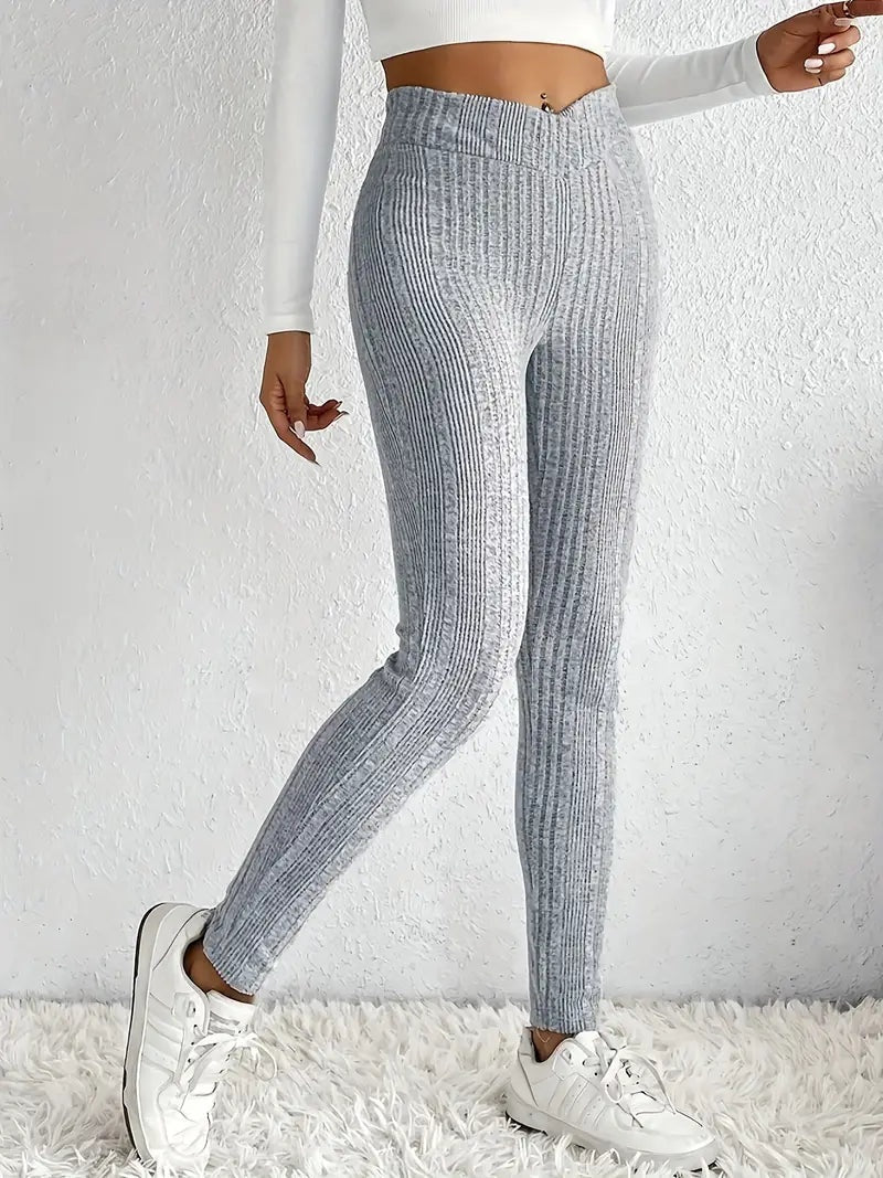 Sofia | Leggings a Coste Vita Alta Donna Skinny