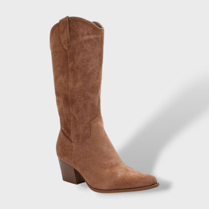 Sophia | Stivali Texani Donna Camoscio Tacco Largo Cana Alta