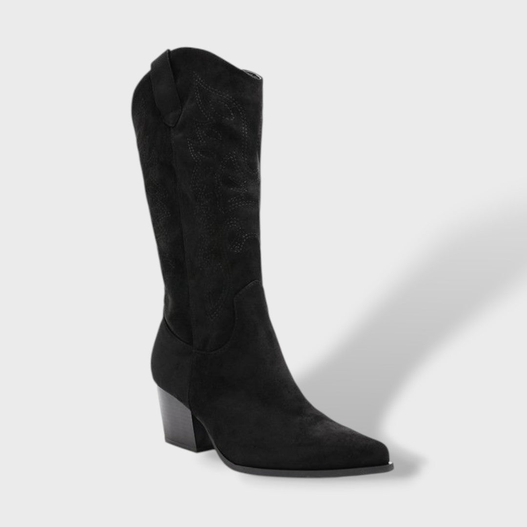 Sophia | Stivali Texani Donna Camoscio Tacco Largo Cana Alta