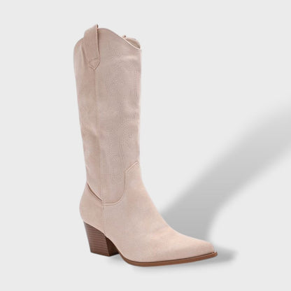 Sophia | Stivali Texani Donna Camoscio Tacco Largo Cana Alta