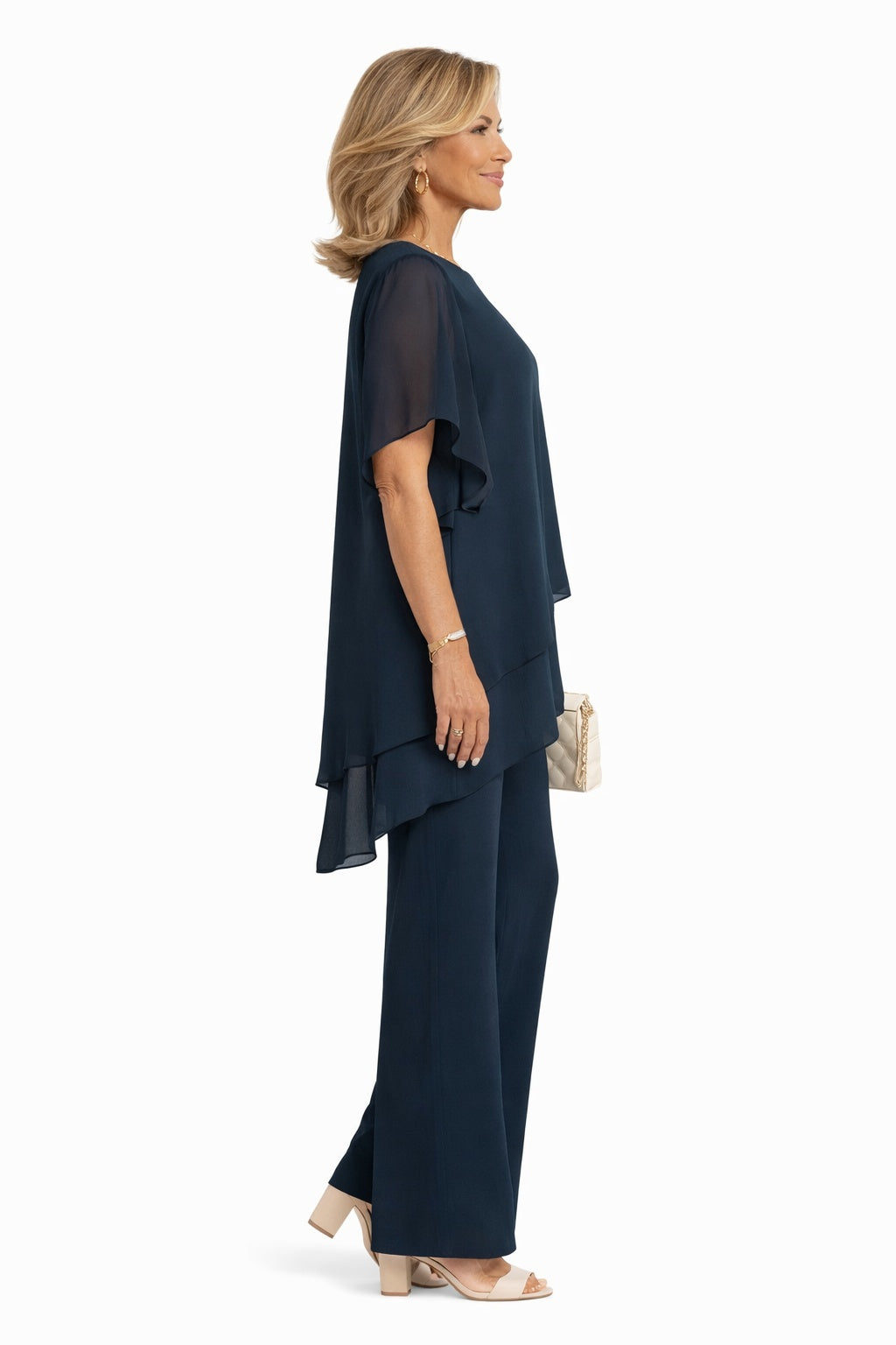 Stefania | Set Due Pezzi Pantaloni Larghi Donna Chiffon Cerimonia