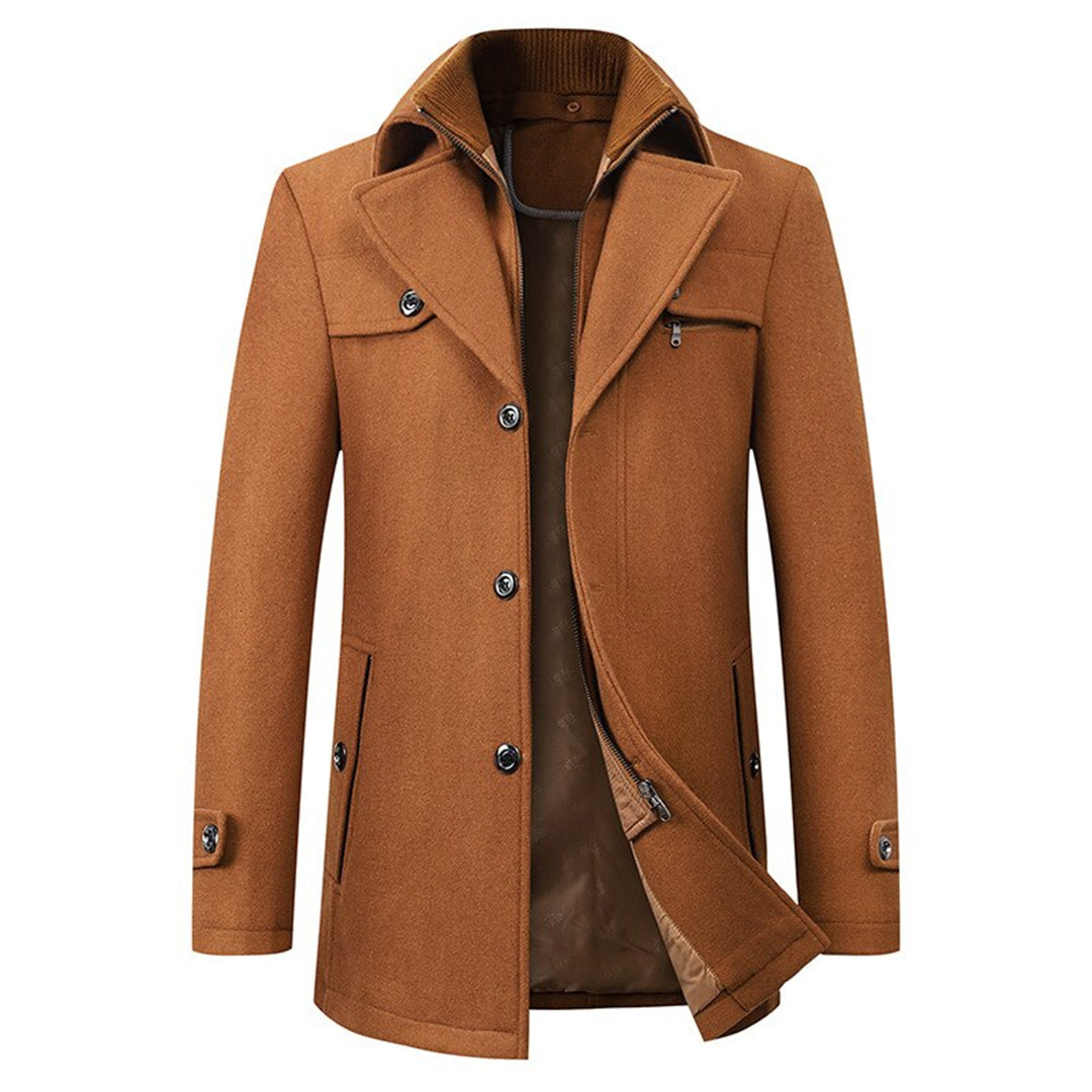 Stefano | Cappotto di Lana Uomo Collo Doppio Tasche con Zip