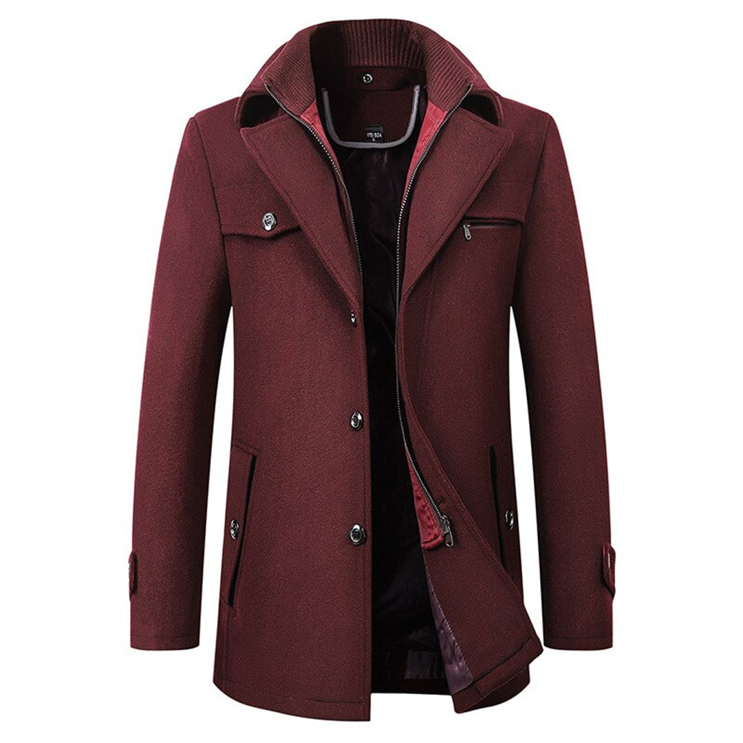 Stefano | Cappotto di Lana Uomo Collo Doppio Tasche con Zip
