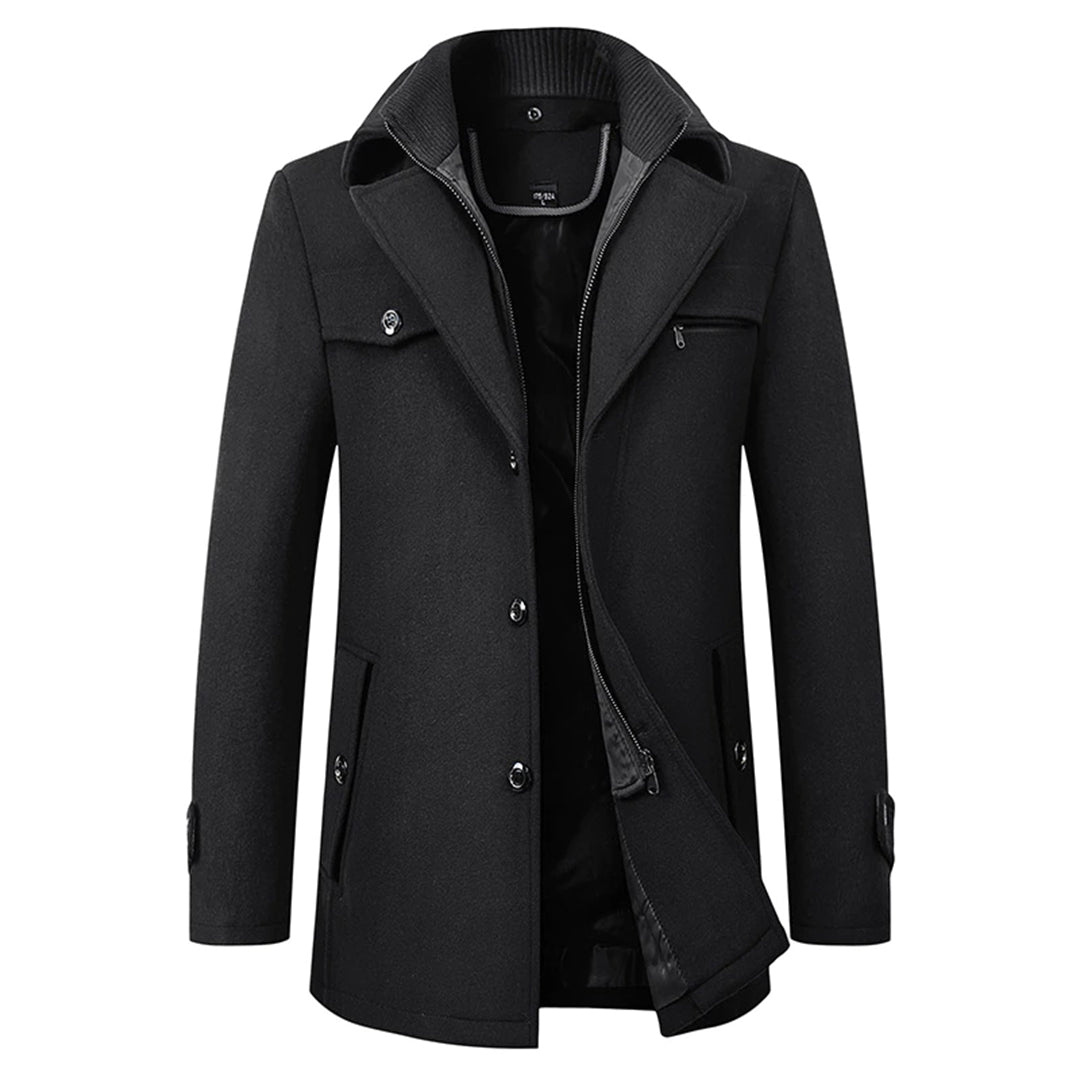Stefano | Cappotto di Lana Uomo Collo Doppio Tasche con Zip