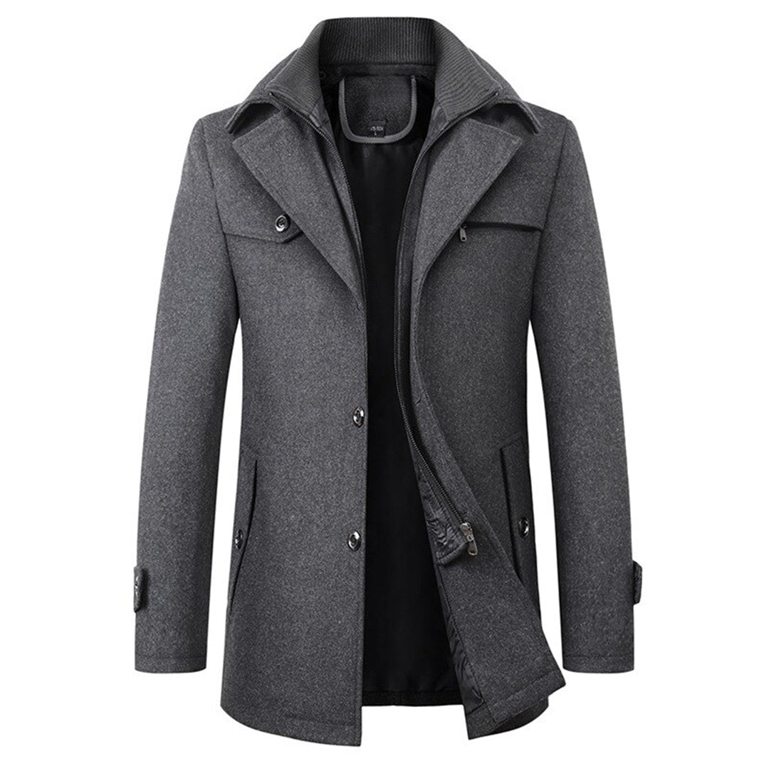 Stefano | Cappotto di Lana Uomo Collo Doppio Tasche con Zip