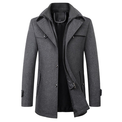 Stefano | Cappotto di Lana Uomo Collo Doppio Tasche con Zip