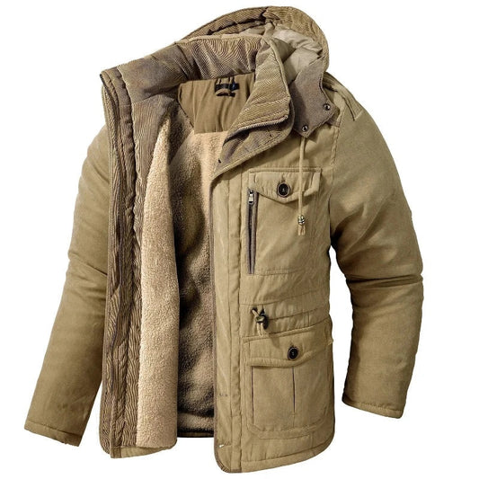 Stefano | Giacca Impermeabile Uomo con Cappuccio Fodera Fleece