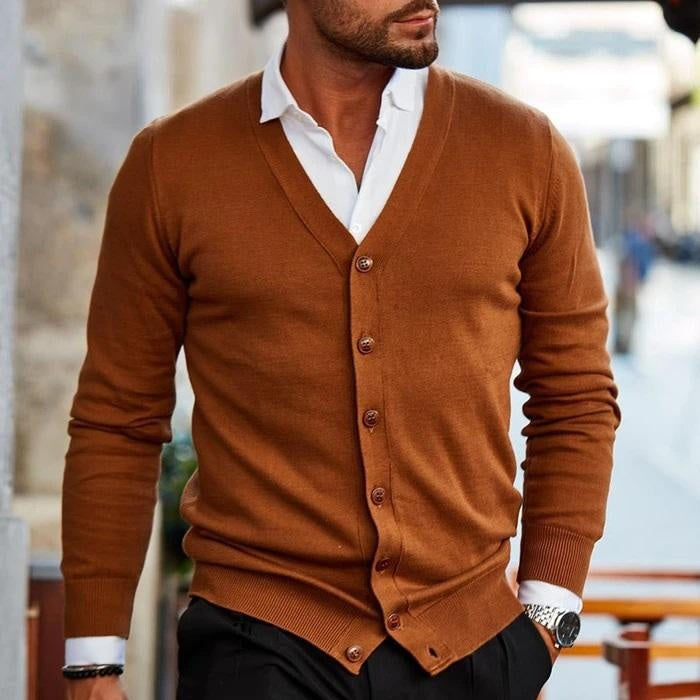 Tommaso | Cardigan Uomo Collo a V Bottoni Maglia Maniche Lunghe