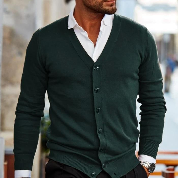 Tommaso | Cardigan Uomo Collo a V Bottoni Maglia Maniche Lunghe