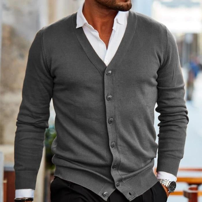 Tommaso | Cardigan Uomo Collo a V Bottoni Maglia Maniche Lunghe