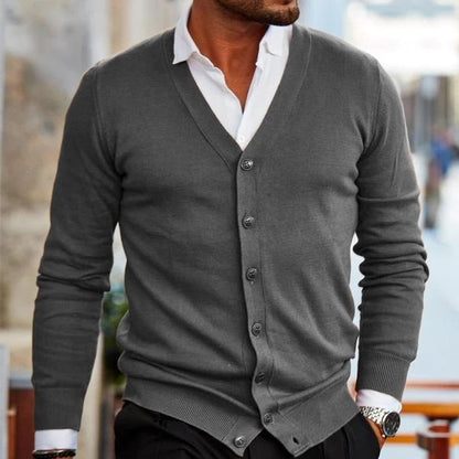 Tommaso | Cardigan Uomo Collo a V Bottoni Maglia Maniche Lunghe