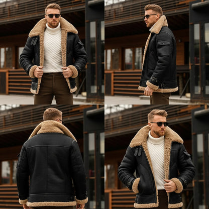 Tommaso | Giacca Pilota in Pelle con Montone Uomo Vintage