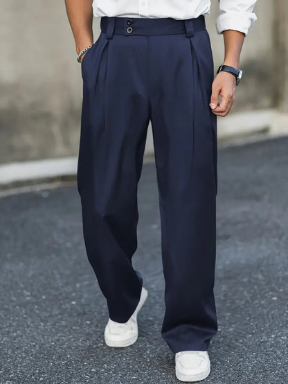 Vittoria | Pantaloni con Pieghe a Vita Alta Uomo Gamba Larga