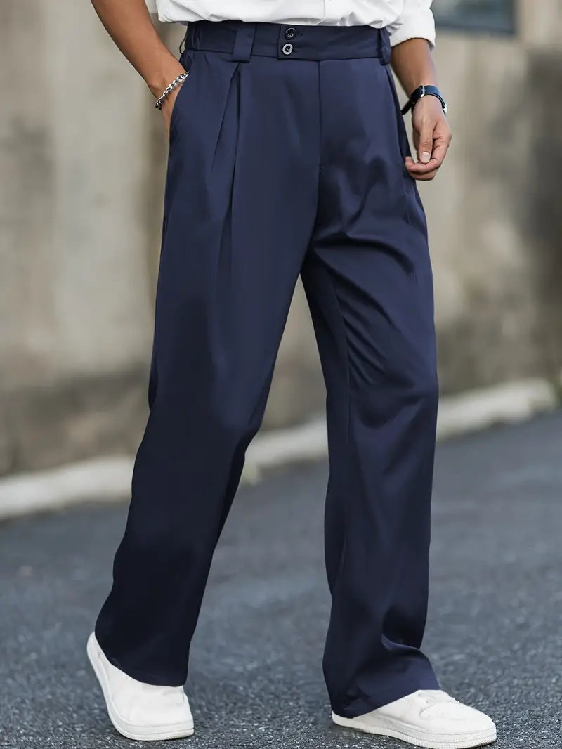 Vittoria | Pantaloni con Pieghe a Vita Alta Uomo Gamba Larga