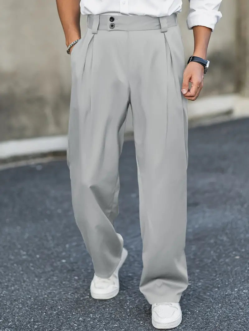 Vittoria | Pantaloni con Pieghe a Vita Alta Uomo Gamba Larga