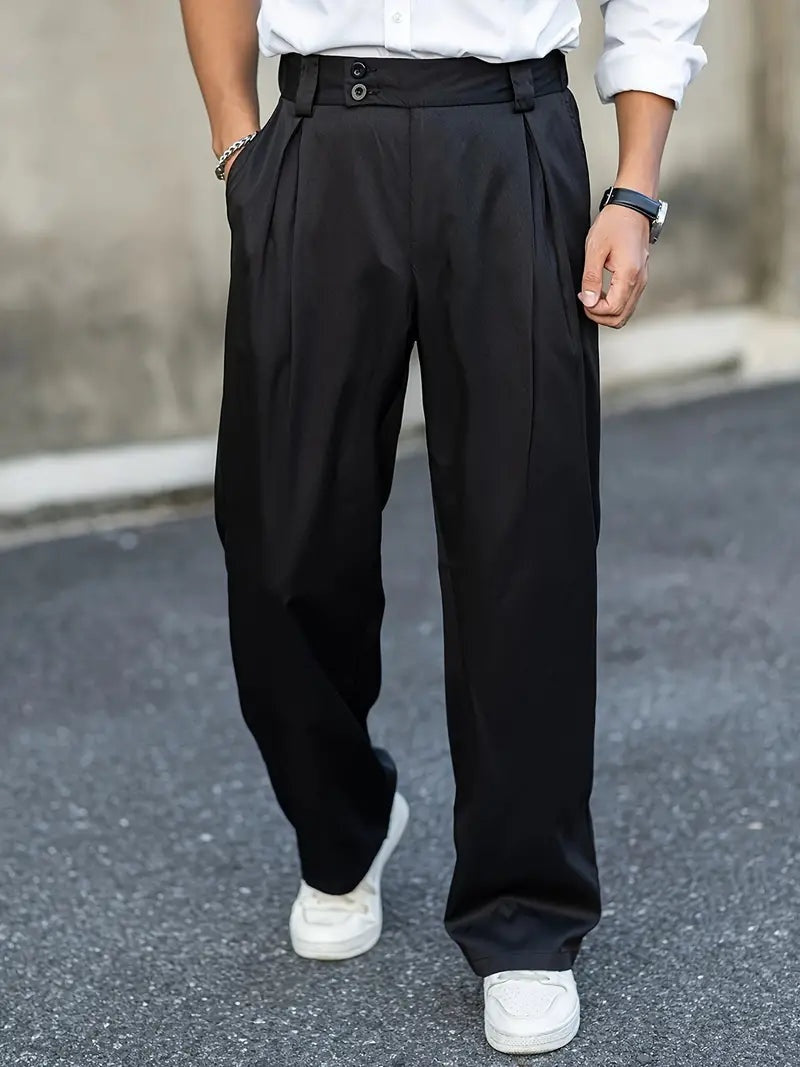 Vittoria | Pantaloni con Pieghe a Vita Alta Uomo Gamba Larga
