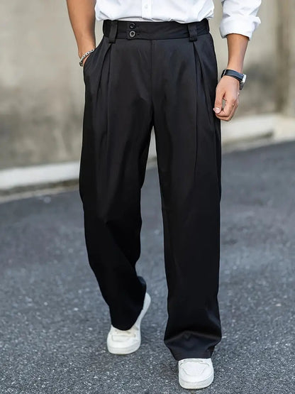 Vittoria | Pantaloni con Pieghe a Vita Alta Uomo Gamba Larga