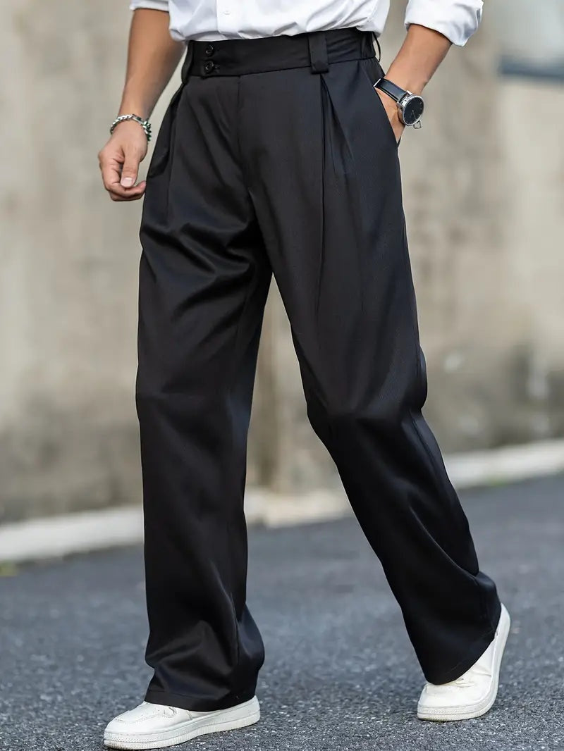Vittoria | Pantaloni con Pieghe a Vita Alta Uomo Gamba Larga