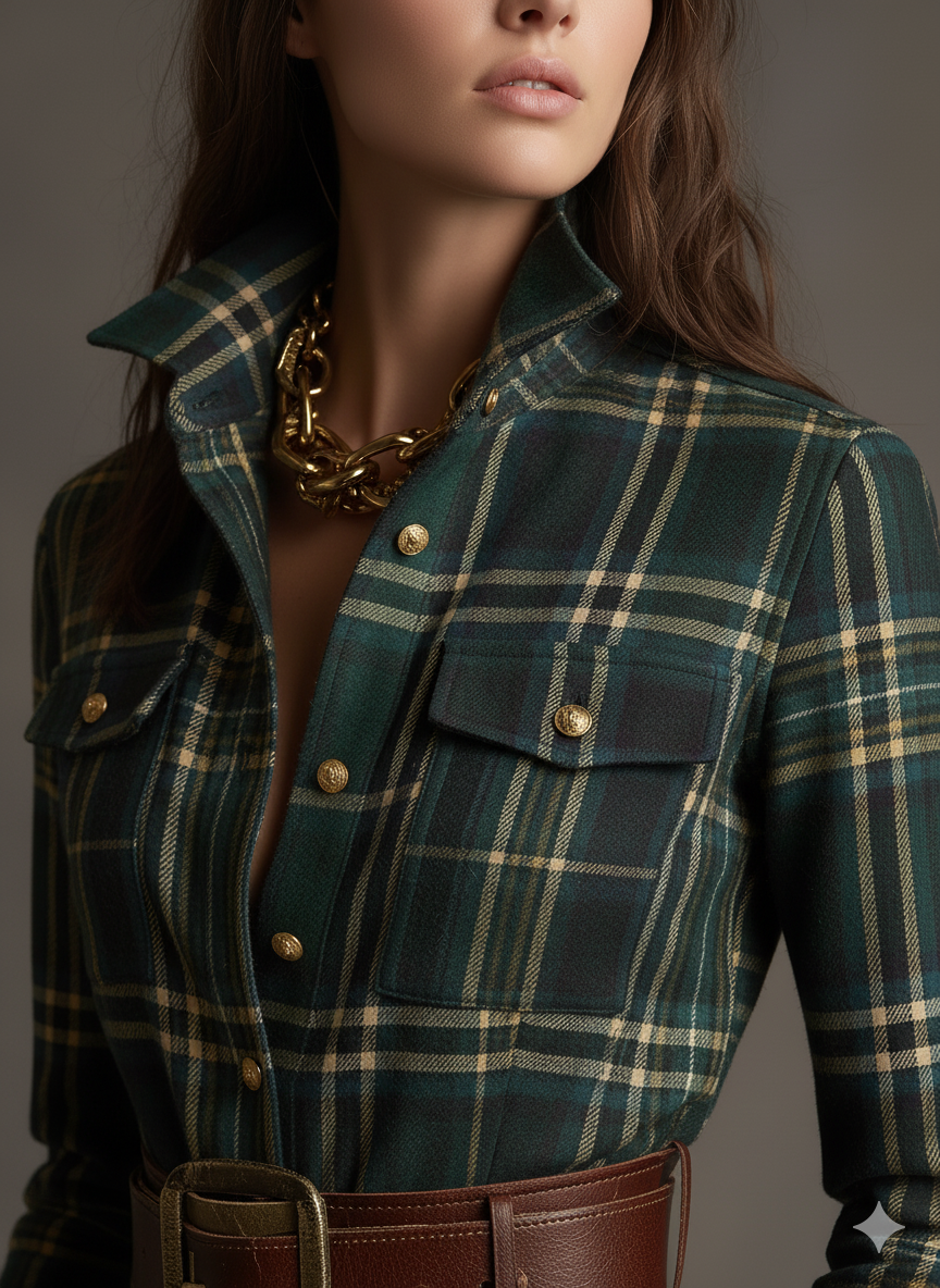Vittoria | Vestito Camicia Lungo Maniche Lunghe Donna a Quadri