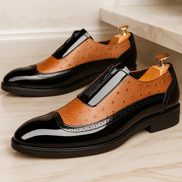 Vittorio | Oxford in Pelle di Struzzo Uomo Cerniera Laterale