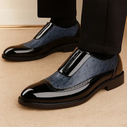 Vittorio | Oxford in Pelle di Struzzo Uomo Cerniera Laterale