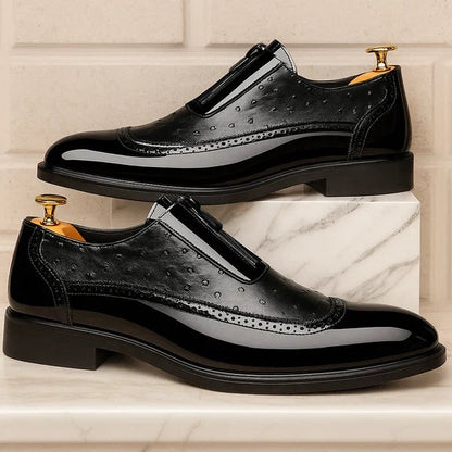 Vittorio | Oxford in Pelle di Struzzo Uomo Cerniera Laterale